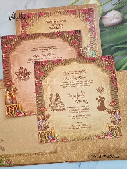 Dulah Dulhan Hindu Sikh Padded invitation Cards CR-7085