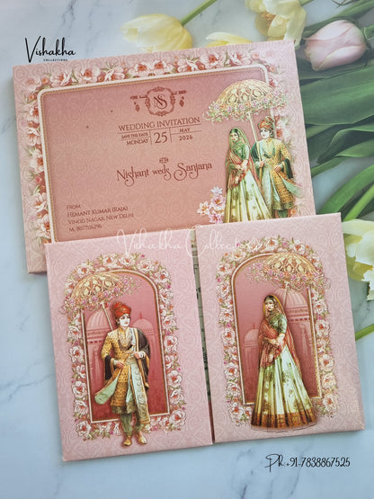 Dulah Dulhan Hindu Sikh Padded invitation Cards CR-7088