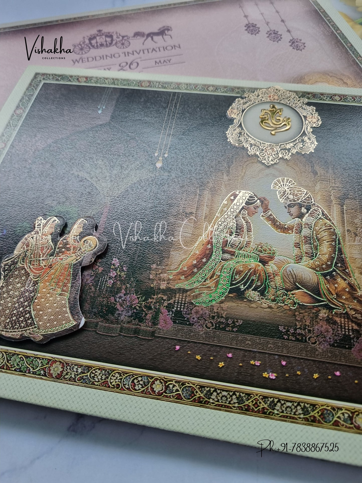 Barat Dulah Dulhan Hindu Sikh Padded invitation Cards CR-7094