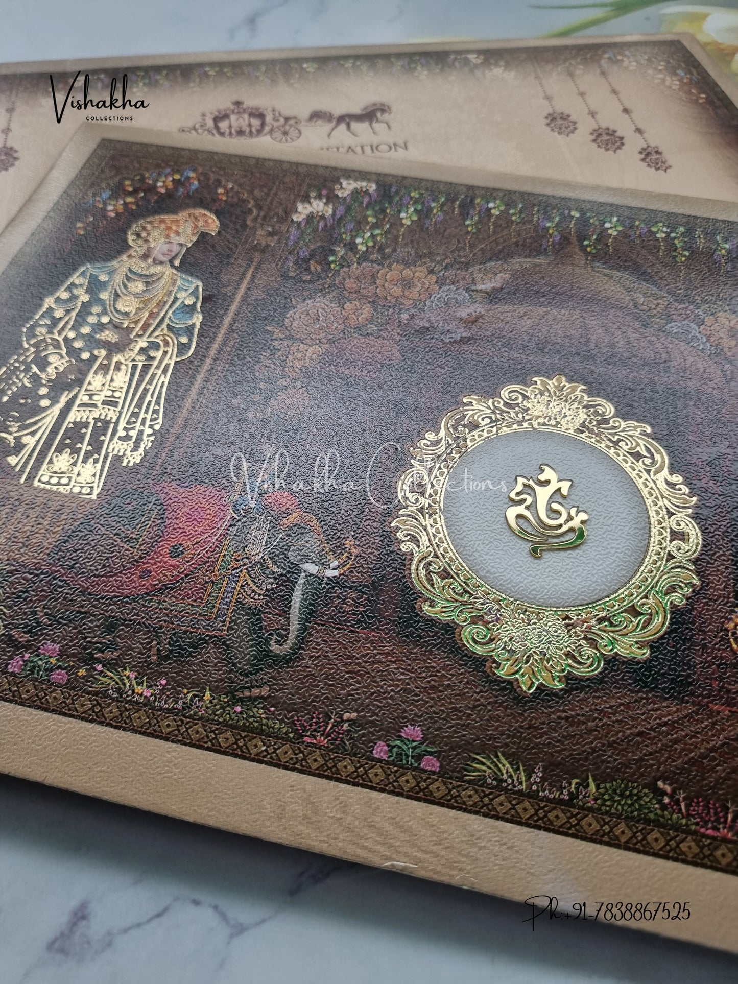 Hathi Ganesh Ji Dulah Dulhan Hindu Jain Sikh Padded invitation Cards CR-7095