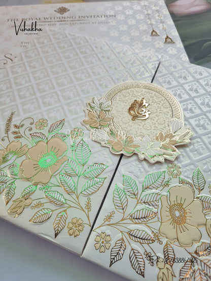 Flower Double Door Hindu Muslim Christian Sikh Padded invitation Cards CR-710