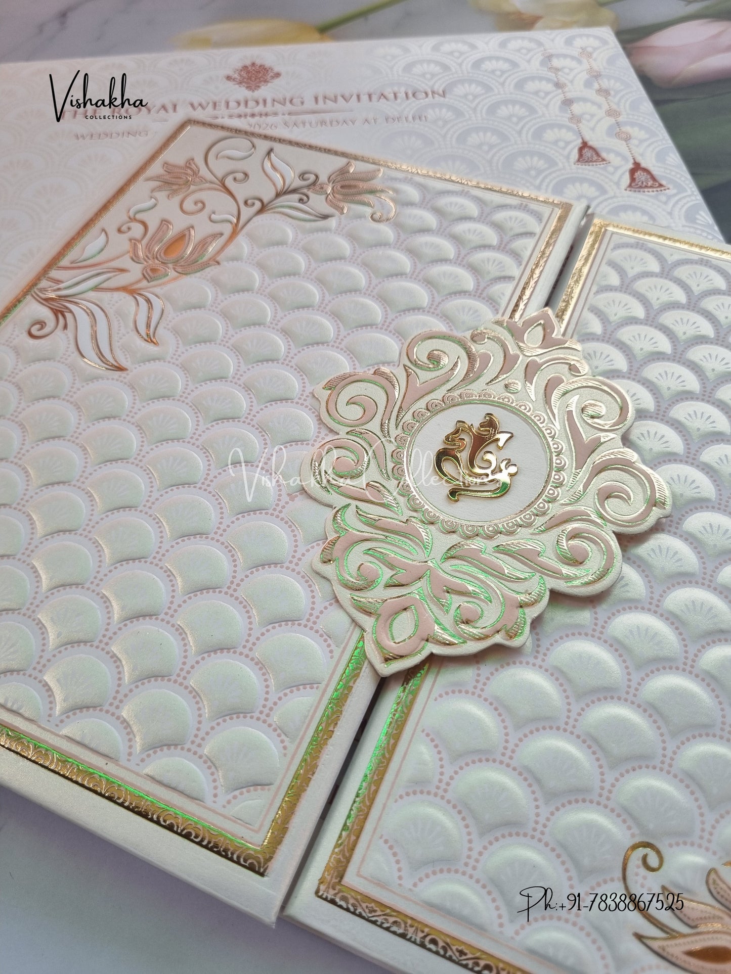 Ganesh Ji Double Door Hindu Sikh Padded invitation Cards CR-711