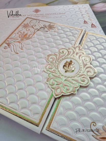Ganesh Ji Double Door Hindu Sikh Padded invitation Cards CR-711