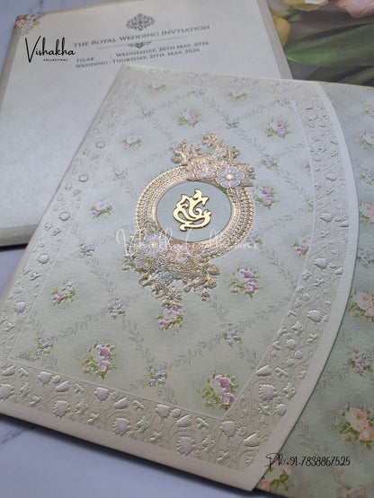 Flower Hindu Muslim Christian Sikh invitation Cards CR-8001