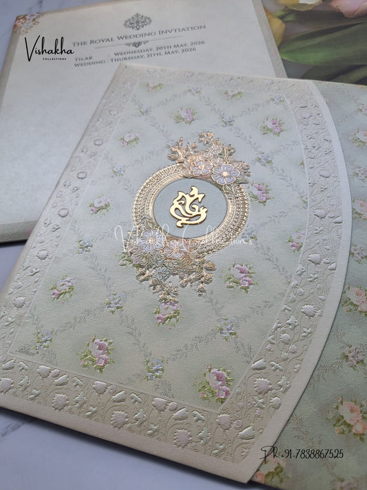 Flower Hindu Muslim Christian Sikh invitation Cards CR-8001