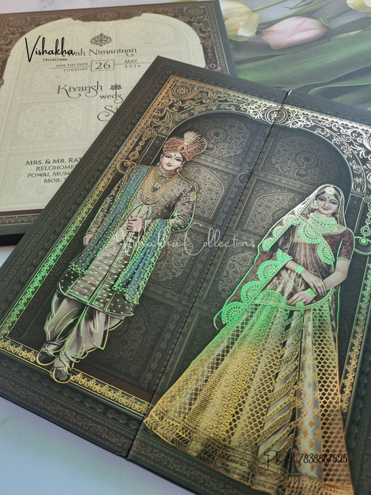 Dulah Dulhan Hindu Sikh Padded invitation Cards CR-8008