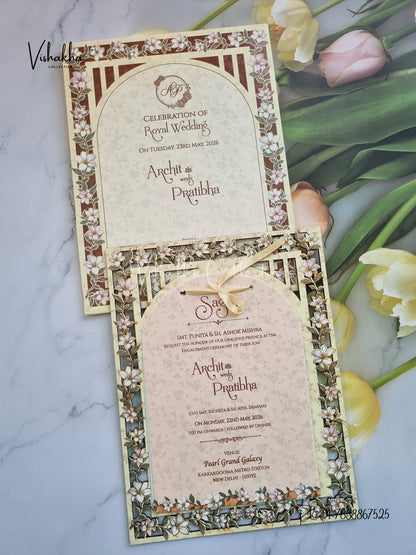 Semi Box Flower Hindu Muslim Christian Sikh MDF Board Laser Cut Laser Cut invitation Cards CR-8010