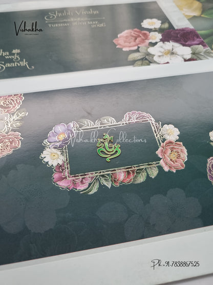 Semi Box Flower Hindu Muslim Christian Sikh invitation Cards CR-8015