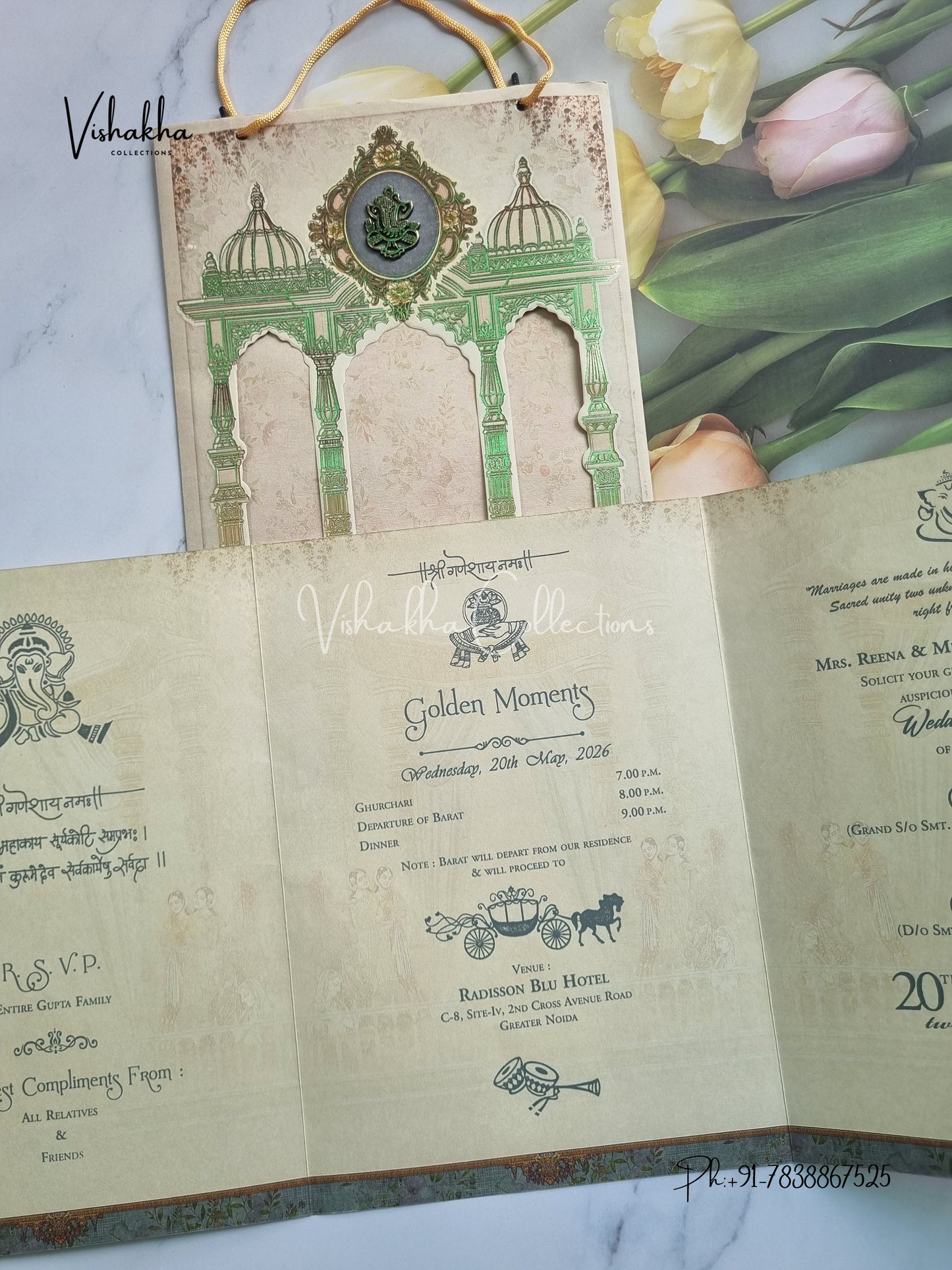 Barat Dulah Dulhan Hindu Sikh Carry Bag invitation Cards CR-8017