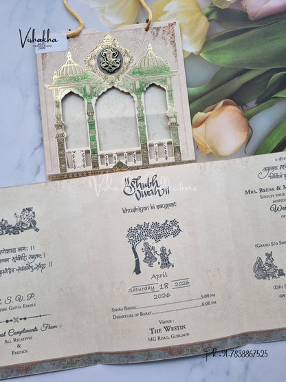 Dulah Dulhan Hindu Sikh Carry Bag invitation Cards CR-8020
