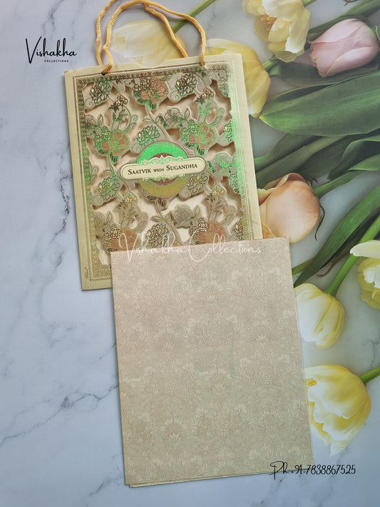 Flower Hindu Muslim Christian Sikh Carry Bag invitation Cards CR-8021