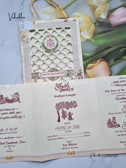 Ganesh Ji Hindu Sikh Carry Bag invitation Cards CR-8022