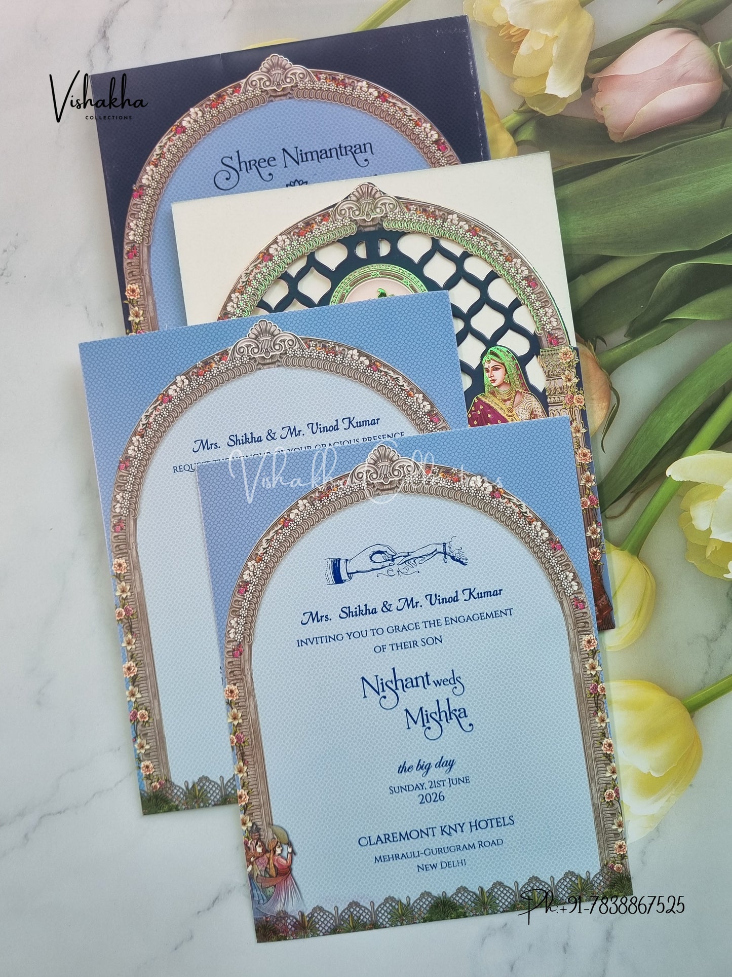 Semi Box Ganesh Ji Dulah Dulhan Hindu Sikh invitation Cards CR-8023