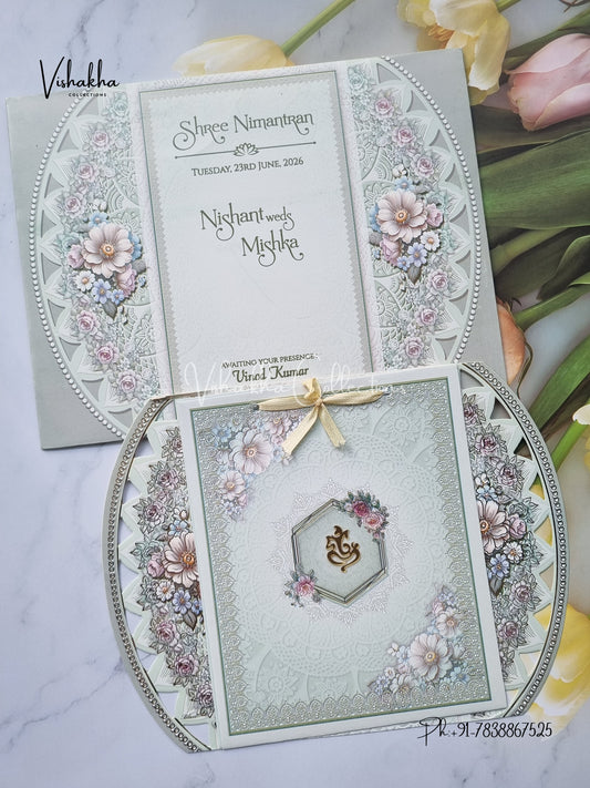 Flower Hindu Muslim Christian Sikh invitation Cards CR-8041