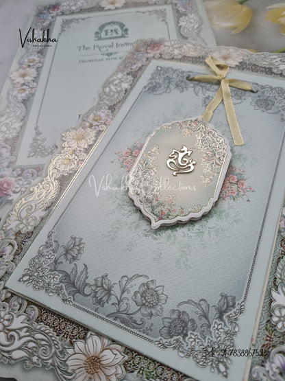 Semi Box Flower Hindu Muslim Christian Sikh invitation Cards CR-8044