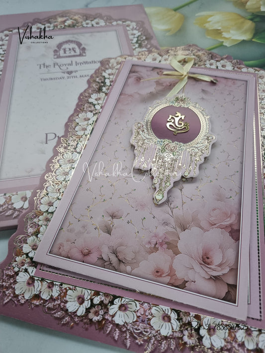 Semi Box Flower Hindu Muslim Christian Sikh invitation Cards CR-8045