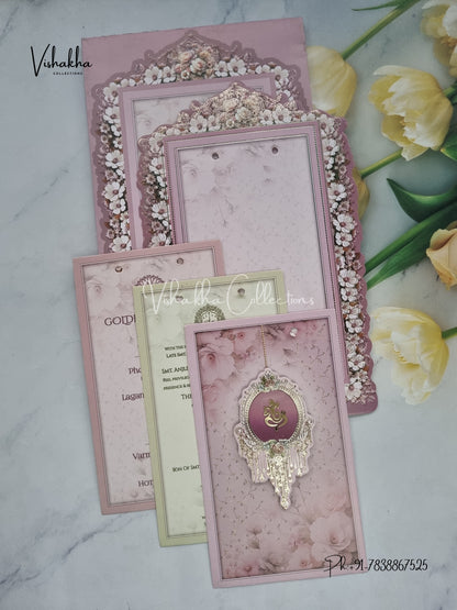 Semi Box Flower Hindu Muslim Christian Sikh invitation Cards CR-8045