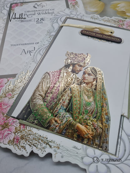 Semi Box Dulah Dulhan Hindu Sikh invitation Cards CR-8046