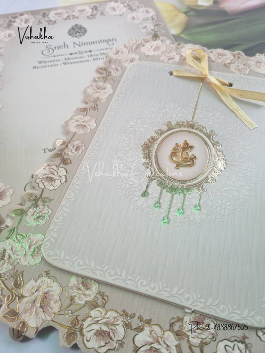 Semi Box Ganesh Ji Hindu Sikh invitation Cards CR-8047