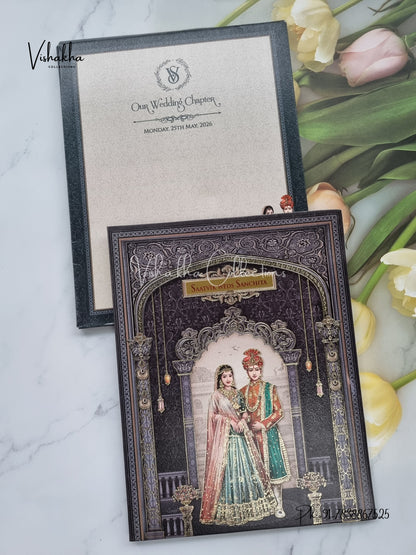 Semi Box Dulah Dulhan Hindu Sikh invitation Cards CR-8053