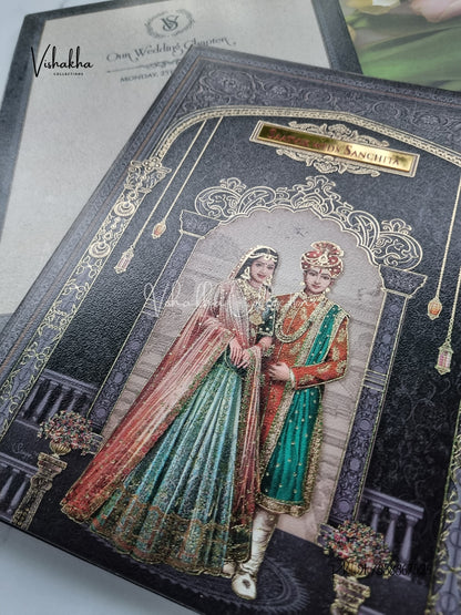 Semi Box Dulah Dulhan Hindu Sikh invitation Cards CR-8053