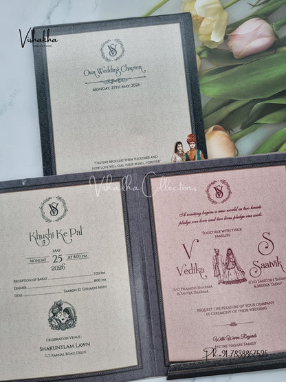 Semi Box Dulah Dulhan Hindu Sikh invitation Cards CR-8053