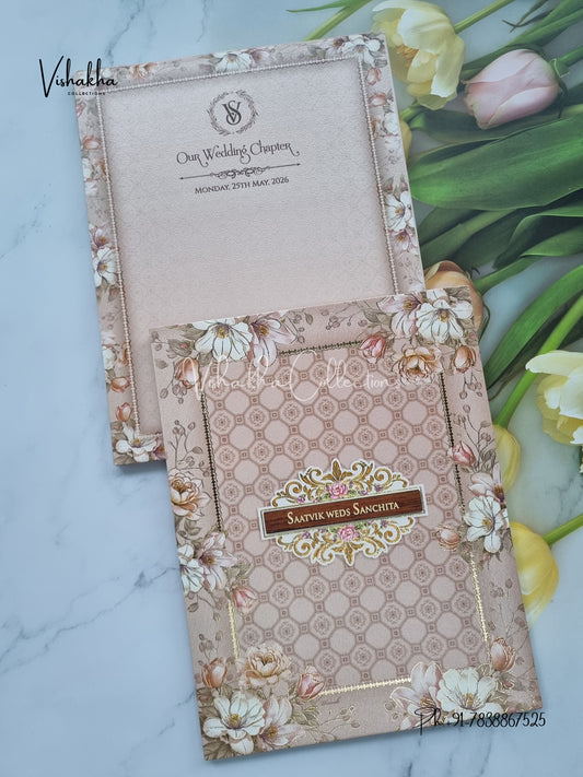 Semi Box Flower Hindu Muslim Christian Sikh invitation Cards CR-8056