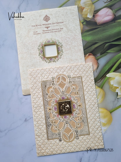 Flower Hindu Muslim Christian Sikh invitation Cards CR-8057