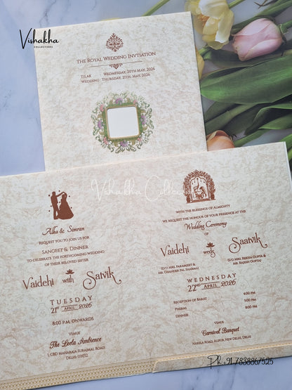 Flower Hindu Muslim Christian Sikh invitation Cards CR-8057