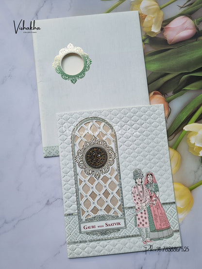 Ganesh Ji Dulah Dulhan Hindu Sikh invitation Cards CR-8058