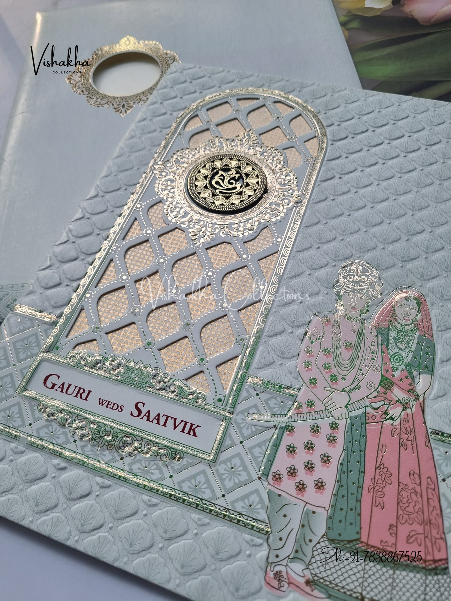 Ganesh Ji Dulah Dulhan Hindu Sikh invitation Cards CR-8058