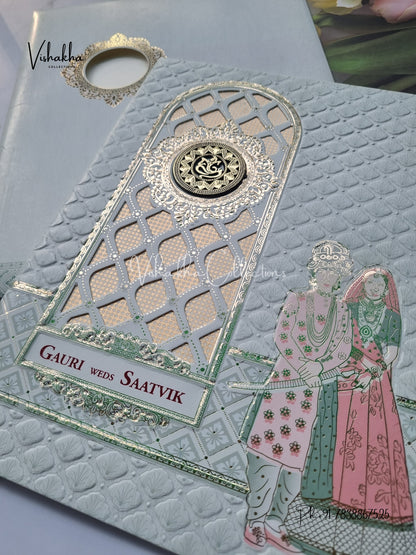 Ganesh Ji Dulah Dulhan Hindu Sikh invitation Cards CR-8058