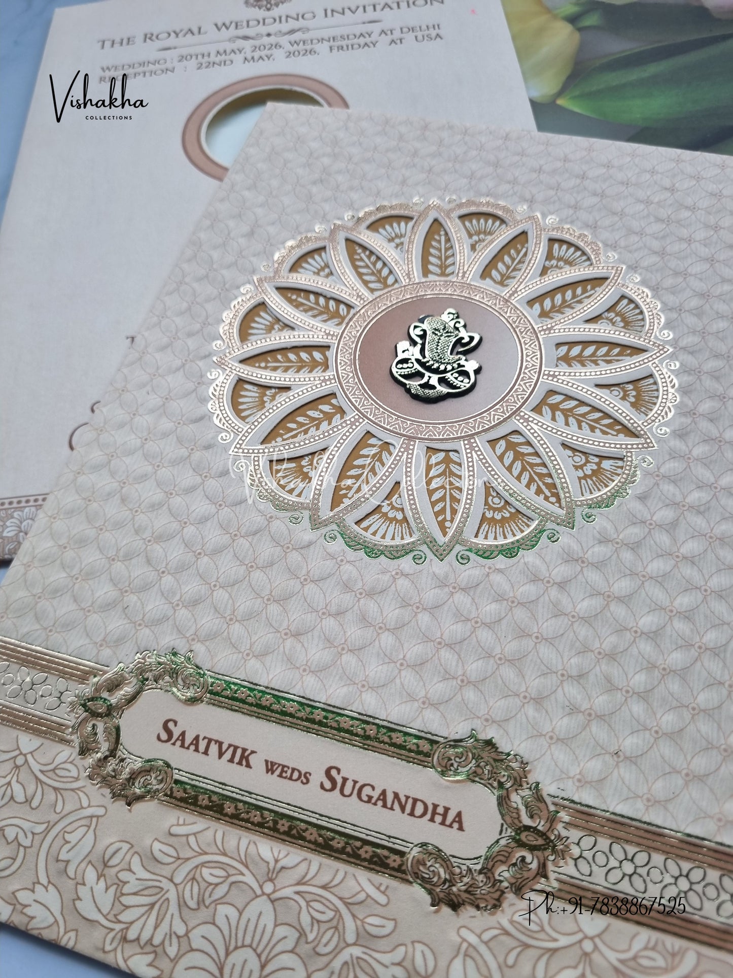 Flower Hindu Muslim Christian Sikh invitation Cards CR-8059