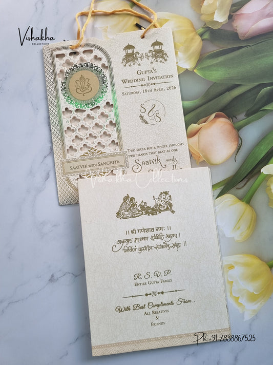 Ganesh Ji Hindu Sikh Carry Bag invitation Cards CR-8064