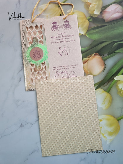 Ganesh Ji Hindu Sikh Carry Bag invitation Cards CR-8070