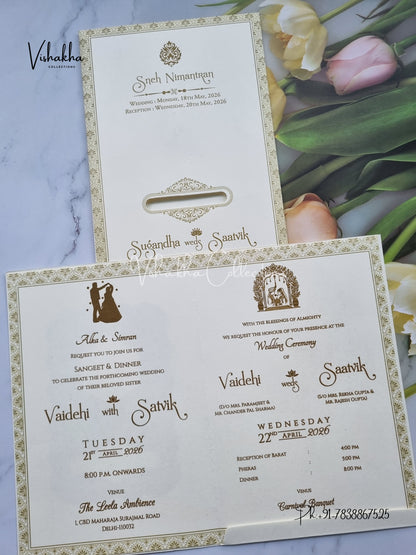 Flower Hindu Muslim Christian Sikh invitation Cards CR-8079P