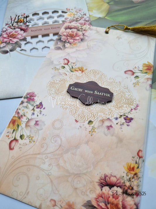 Flower Hindu Muslim Christian Sikh invitation Cards CR-UN001