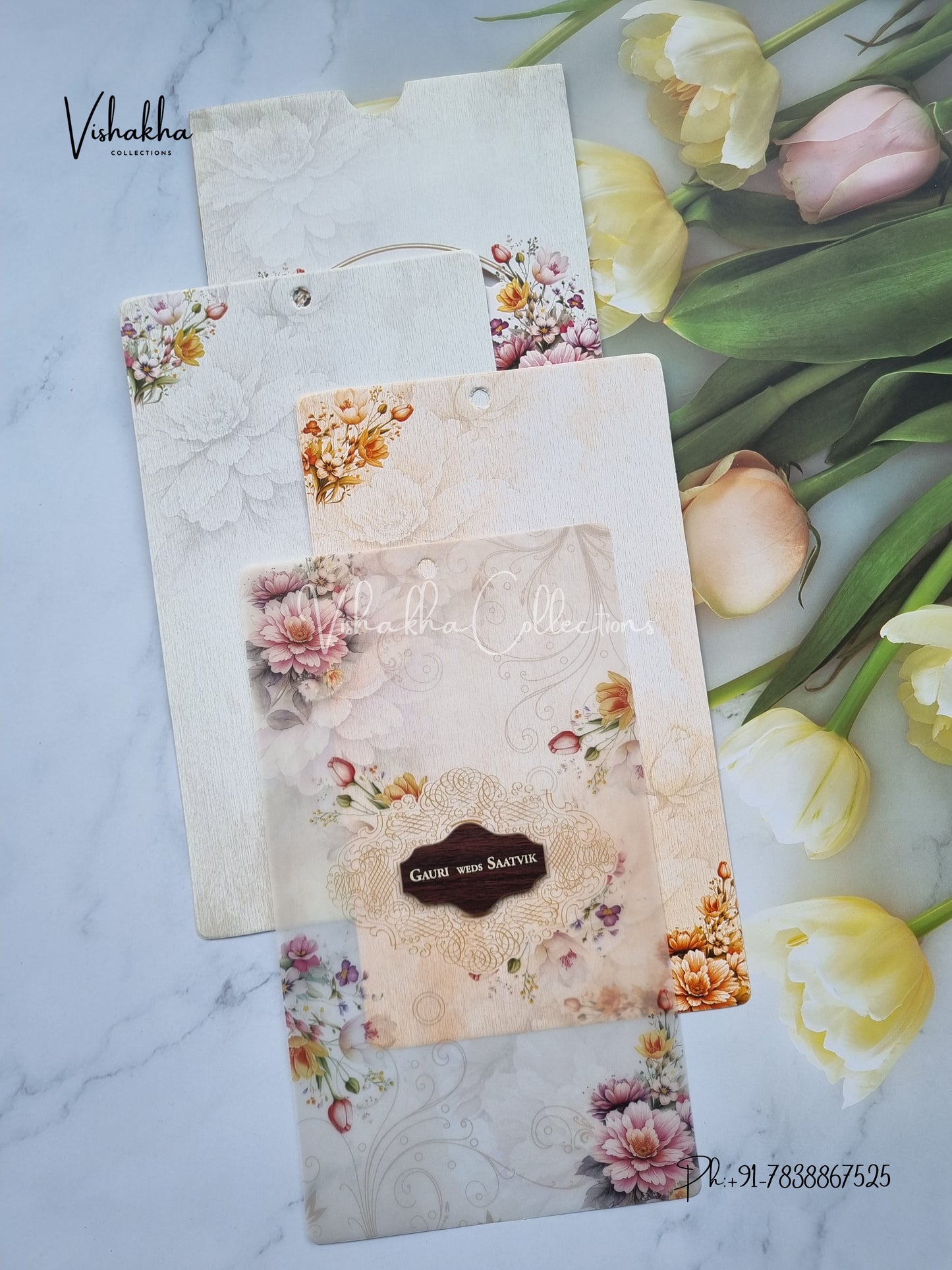 Flower Hindu Muslim Christian Sikh invitation Cards CR-UN001