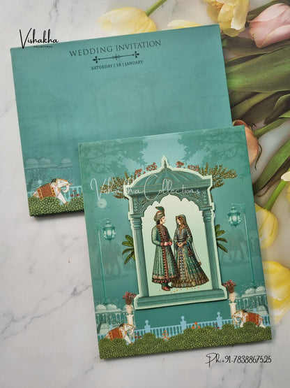 Semi Box Dulah Dulhan Hindu Sikh Padded invitation Cards EJ-5001