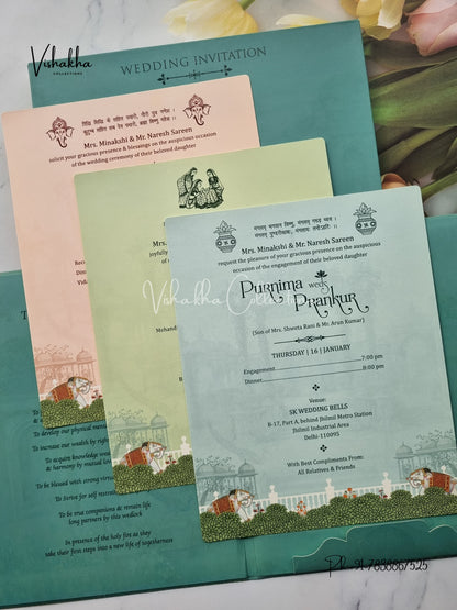 Semi Box Dulah Dulhan Hindu Sikh Padded invitation Cards EJ-5001