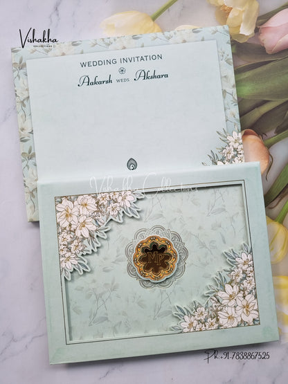 Flower Hindu Muslim Christian Sikh Padded invitation Cards EJ-5004