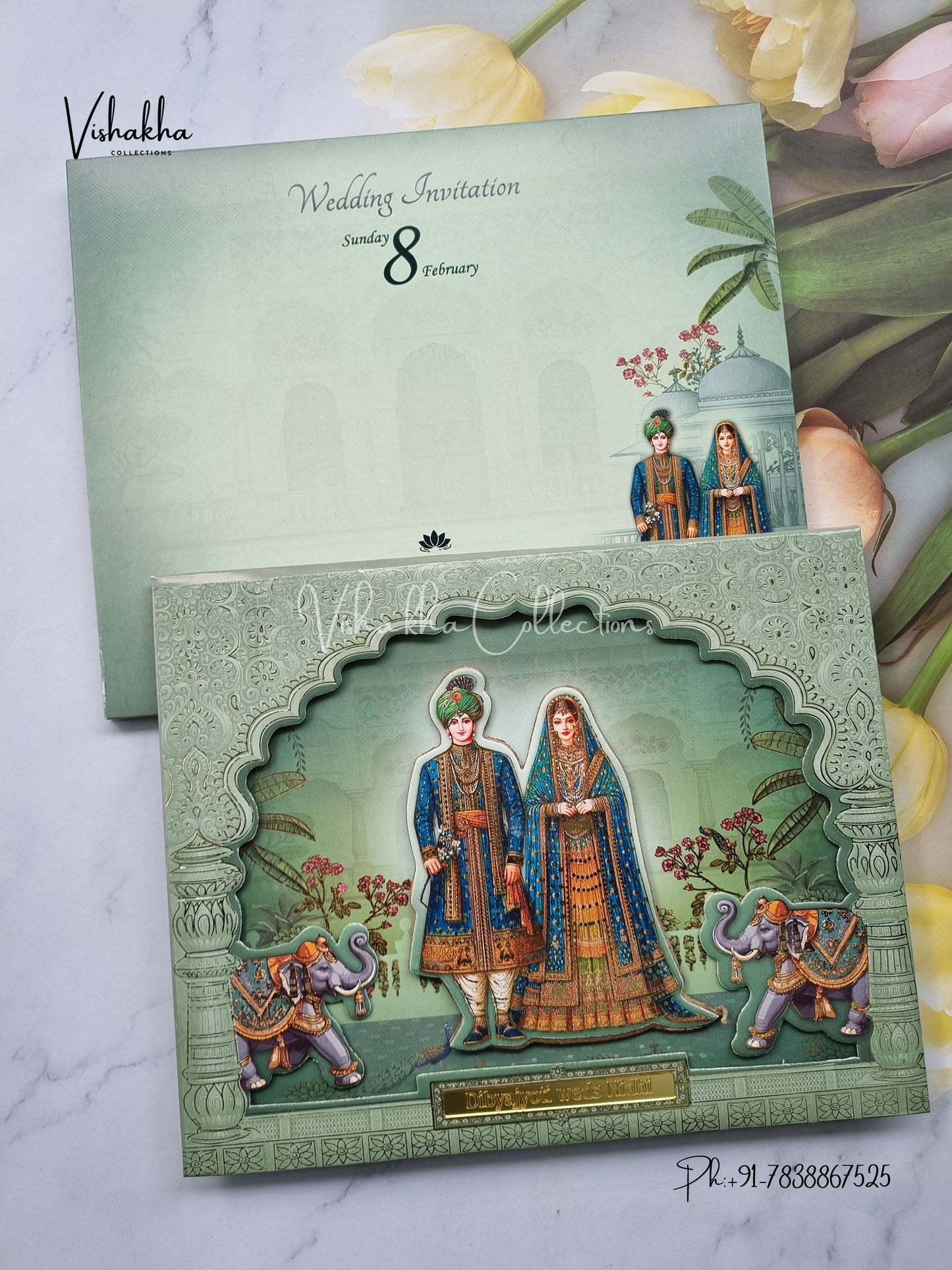 Barat Dulah Dulhan Hindu Sikh Padded invitation Cards EJ-5008