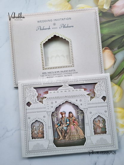 Barat Dulah Dulhan Hindu Sikh Padded invitation Cards EJ-5009