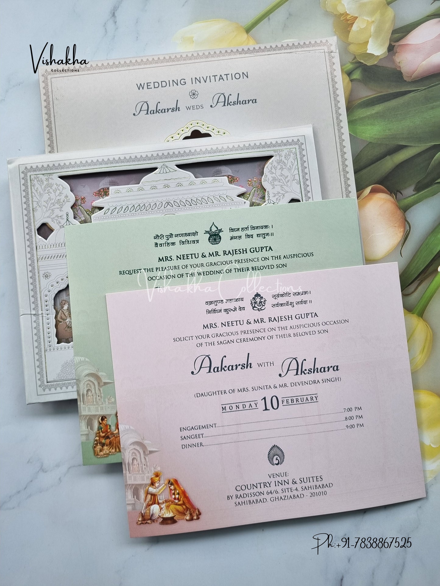 Barat Dulah Dulhan Hindu Sikh Padded invitation Cards EJ-5009