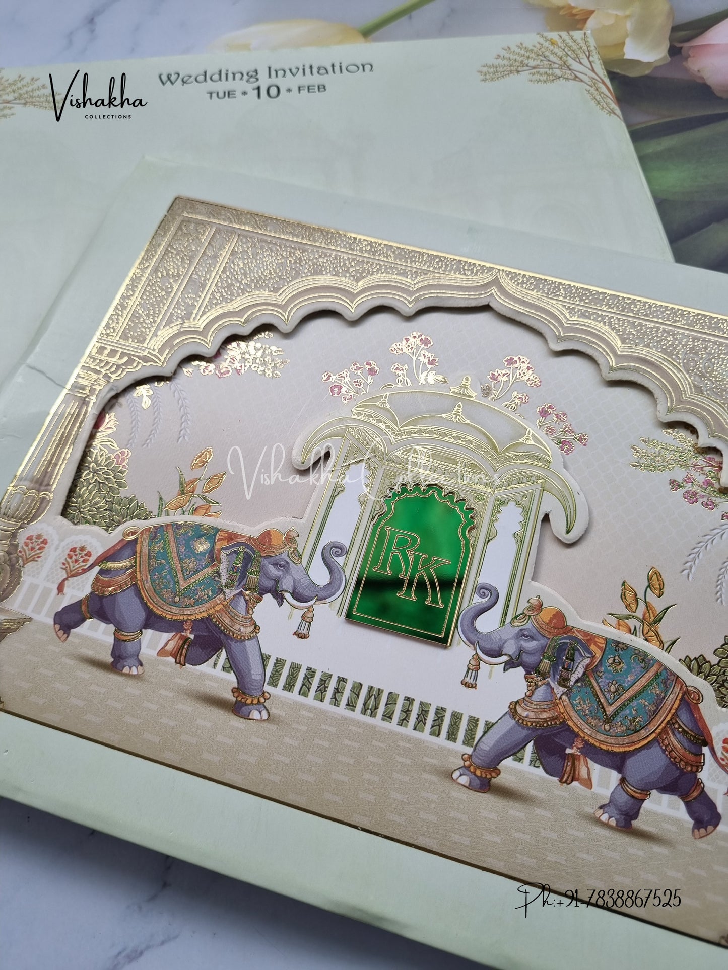 Hathi Hindu Sikh Padded invitation Cards EJ-5010