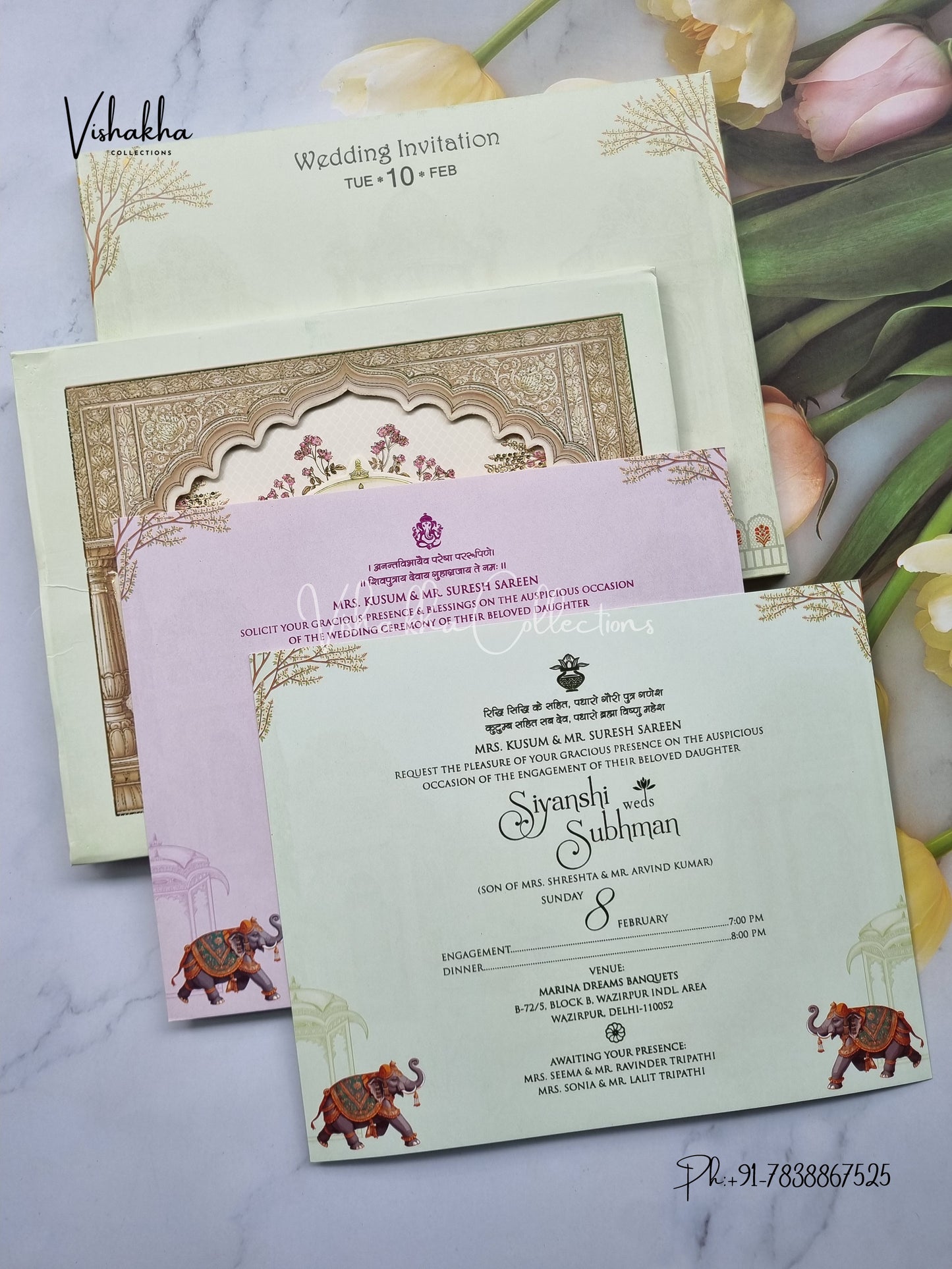 Hathi Hindu Sikh Padded invitation Cards EJ-5010