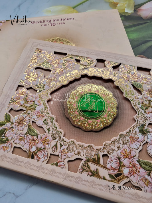 Flower Hindu Muslim Christian Sikh Padded invitation Cards EJ-5011