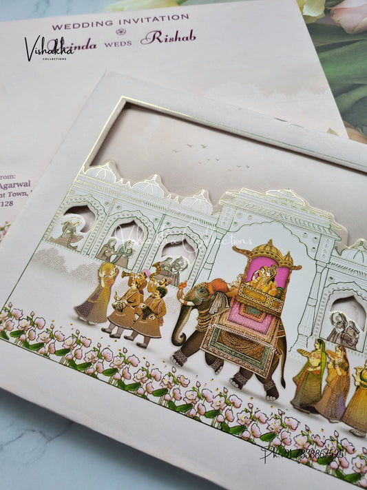 Barat Hindu Sikh Padded invitation Cards EJ-5014