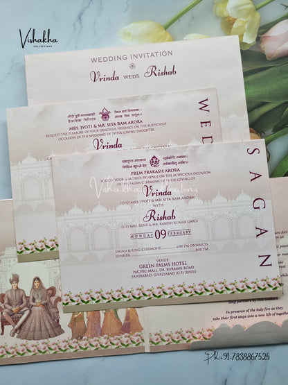 Barat Hindu Sikh Padded invitation Cards EJ-5014