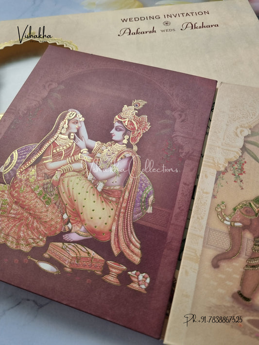 Semi Box Dulah Dulhan Double Door Hindu Sikh Padded invitation Cards EJ-5016